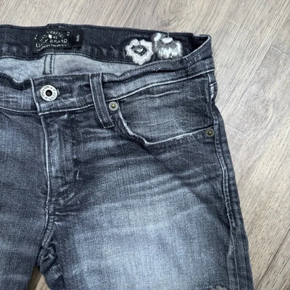 Lucky Brand Sienna Slim Boyfriend Dar Gray Distressed Jeans - Size 0 - Picture 3 of 15